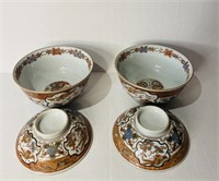 2  japenes chinese bowl with dish tea cup