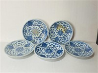 5 19th  centery chines blue & white dish plates