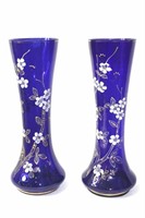 Vintage blue bohemian handpainted vases
