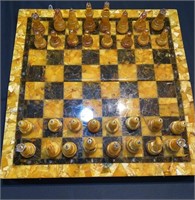 Baltic butterscotch amber chess set with silver