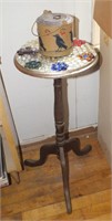 DECORATED SIDE TABLE & COVERED TIN