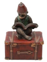 20th German Trinket Box with a Reading Monkey