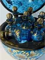 bohemian blue egg box glass perfume w/ BOTTLES