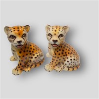 Pair of Bellini Porcelain Cheetah Cub Figurines Cy
