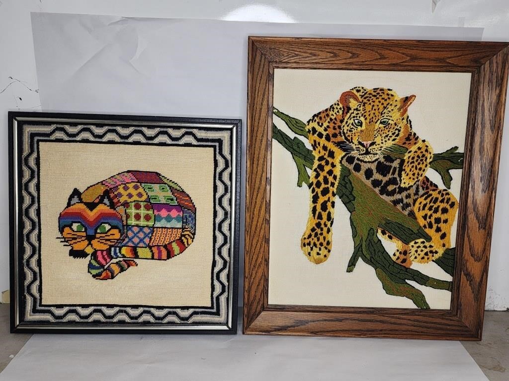 Vintage large handmade rainbow kitty & cheetah