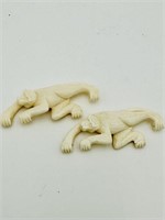 2 Chinese japan monkeys hard carved ivory