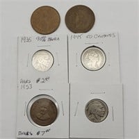 MISC. COINS: BUFFALO NICKELS, LARGE CANADIAN