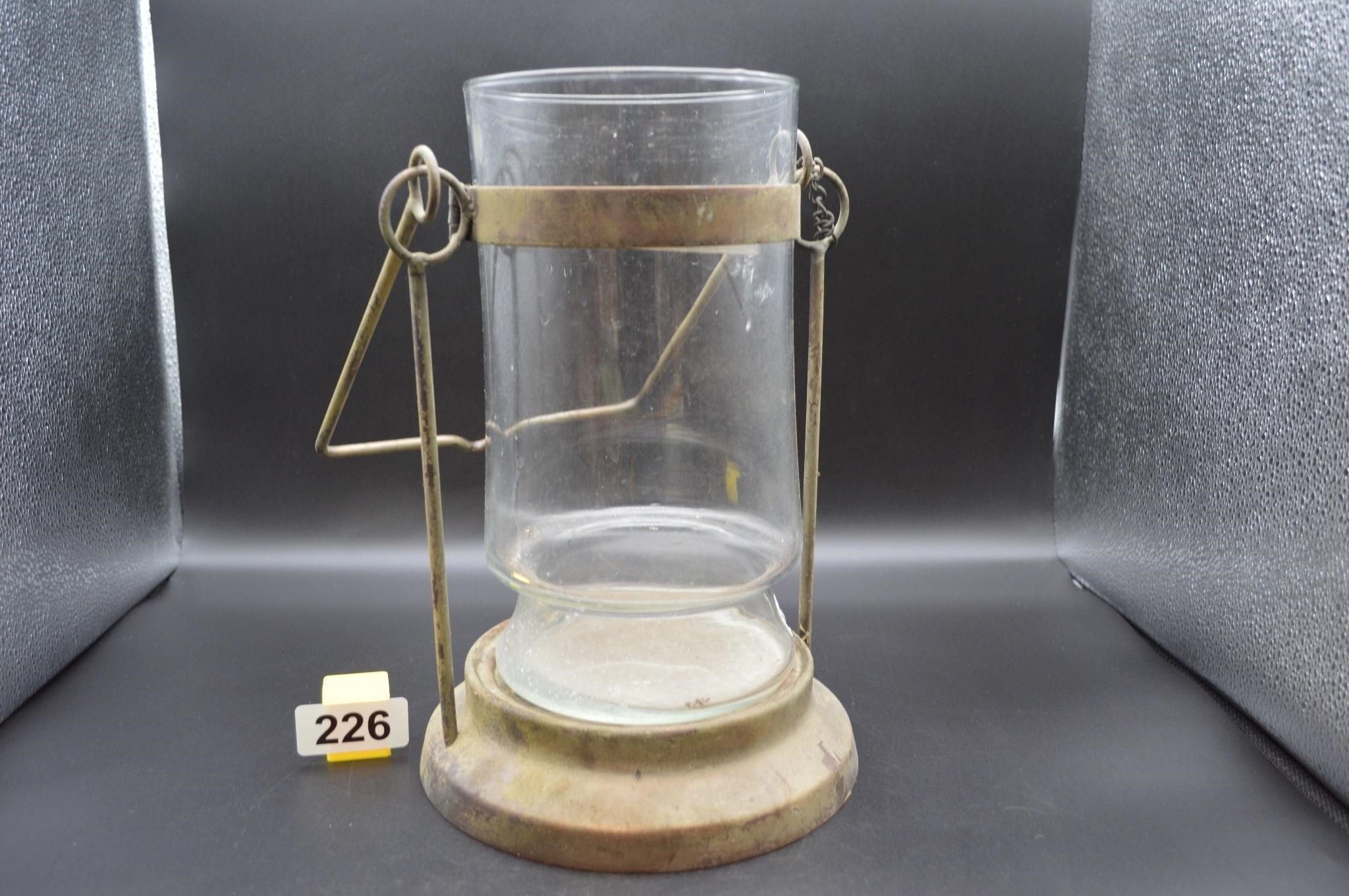 Metal lantern, mismatched glass insert