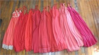 10 VINTAGE RED AND PINK SLIPS