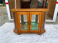 Wooden Display Case with Glass Shelves