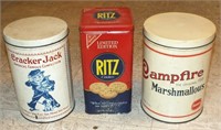 RITZ, CRACKER JACK & CAMPFIRE MARSHMALLOW CANS
