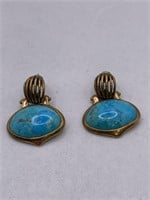 SIGNED BARSE TURQUOISE PIERCED EARRINGS