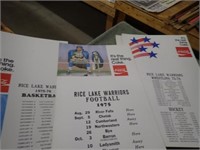 (10) Vintage Rice Lake Warrior Schedules- 1975-76.