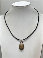 SIGNED ROMAN NATURAL STONE PENDANT NECKLACE