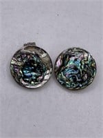 ATI STERLING SILVER & SHELL CLIP ON EARRINGS-MEXIC