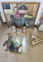 Puzzle Picture, Metal Cut Out, 3 Steins & Bell