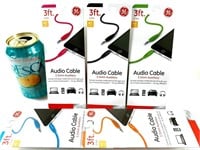 5x Câble audio 3' GE auxiliaire 3.5mm, neuf
