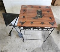 Metal Western Table & Iron Arrow Plant Stand