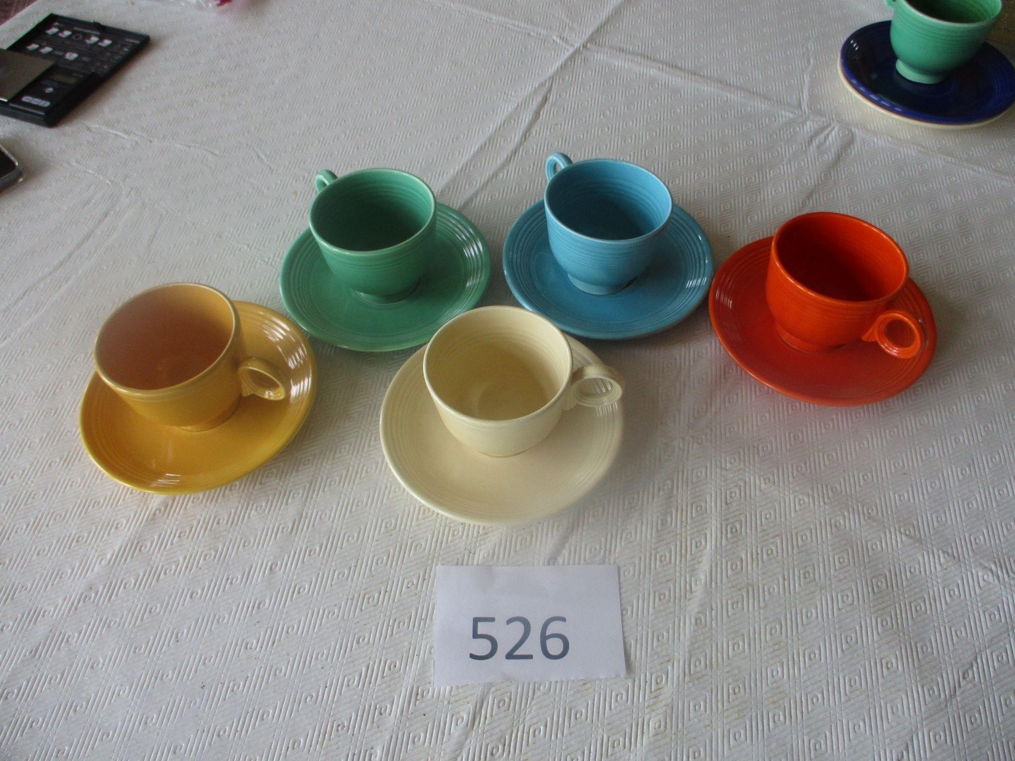Fiesta Five Cups and Saucers