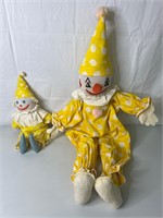 Two Vintage Stuffed Clown Dolls