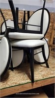 3 Metal Framed Padded Chairs White