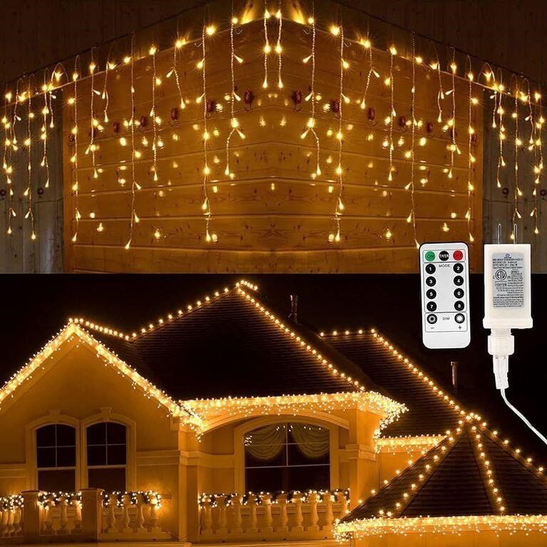 Brizled Christmas Icicle Lights, 29ft 360 LED