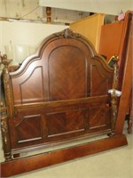 BEAUTIFUL CARVED CHERRY QUEEN SIZE BED WITH RAILS