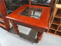 NICE SOLID WOOD GLASS TOP TABLE