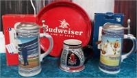 11 - LOT OF COLLECTIBLE STEINS & TRAY (A117)