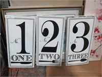 3 WOOD NUMBER SIGNS