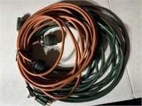2) Extension Cords, green & orange