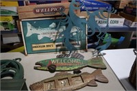 COLLECTION OF FISHING DECOR, SIGNS, MISC.
