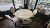 Metal Framed White padded Chairs 6 cut