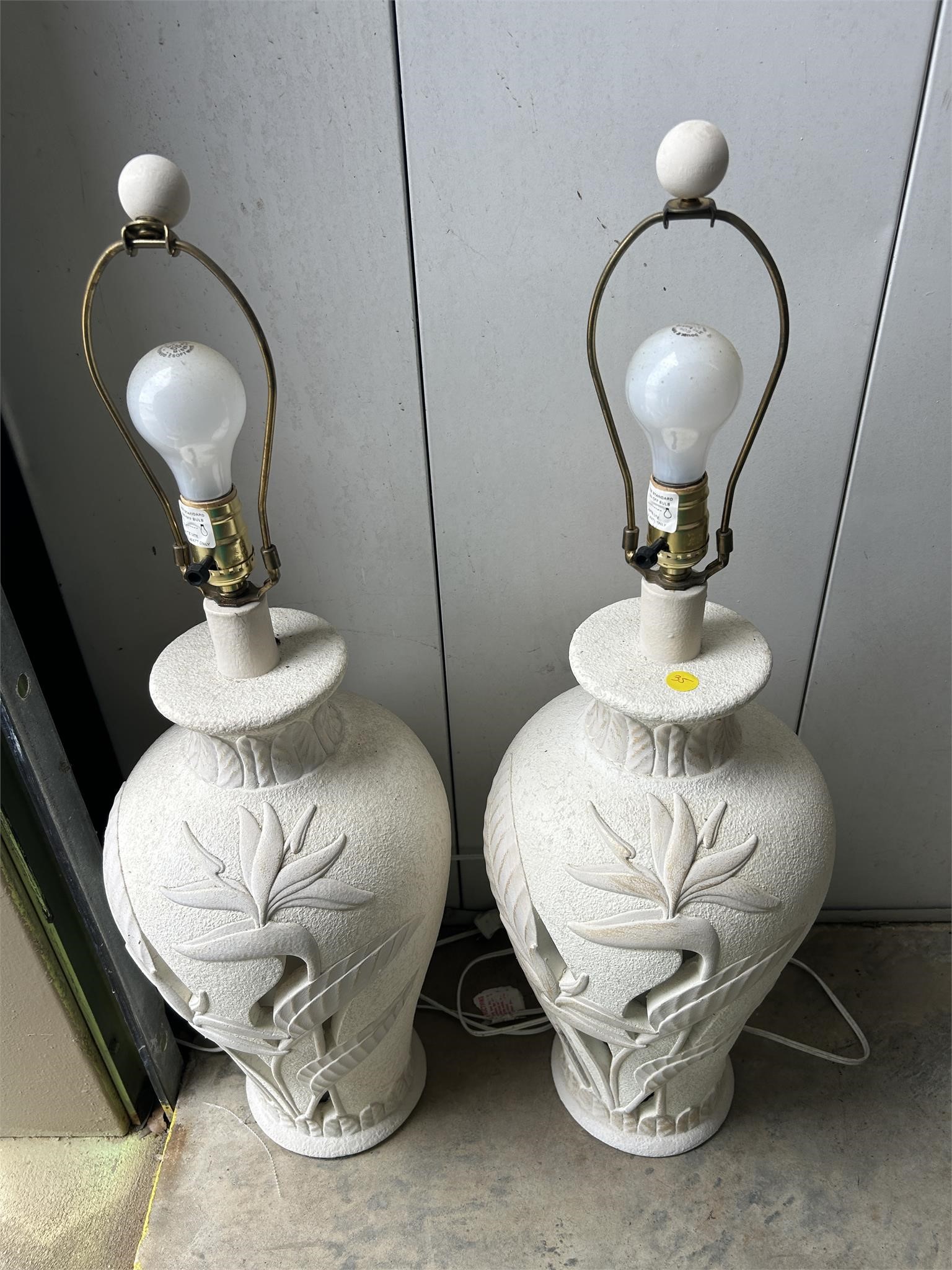 Pair of Stucco-styled Elegant Lamps (need shades)