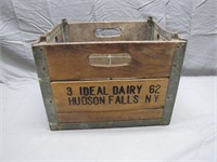 Vintage Hudson Falls, NY Wooden Dairy Crate