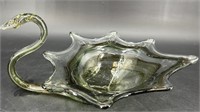 MCM Art Glass Swirl Swan Bowl