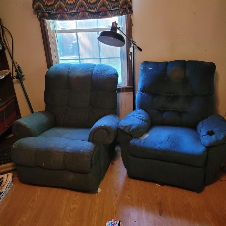 Pair of Matching Blue Recliners Rockers