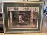 Large 42" by 33" Framed Print French Cafe Bike