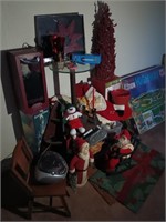 Christmas decorations , child's chair, figures