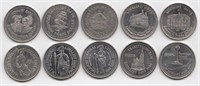 Complete Set of 10 Saint John Trade Dollars