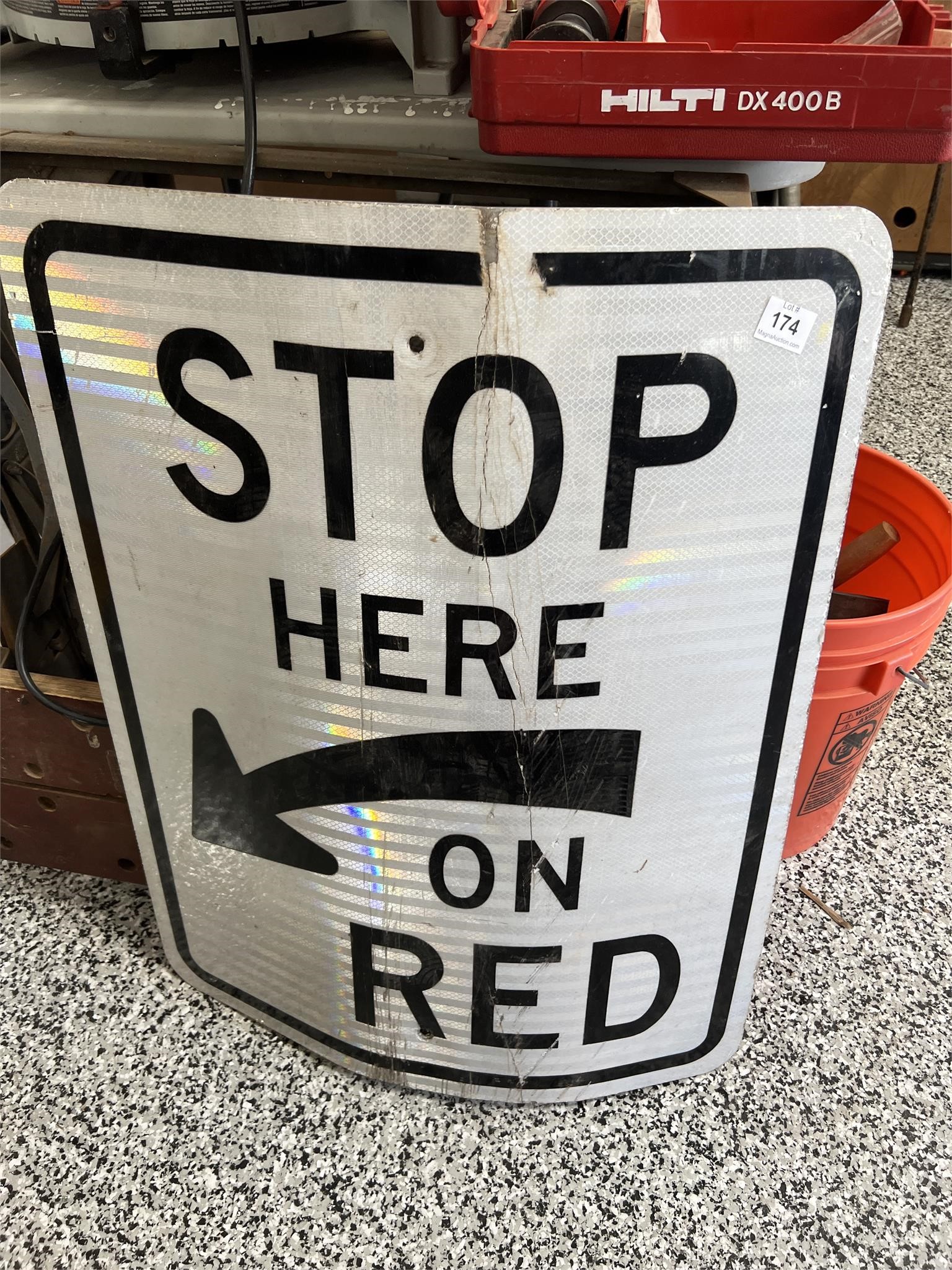 Stop Here on Red Sign