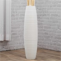 Leewadee Large White Home Decor Floor Vase – Wood