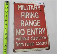 Military Firing Range Metal Sign
