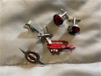 Airplane pin and tie pin, cuff links