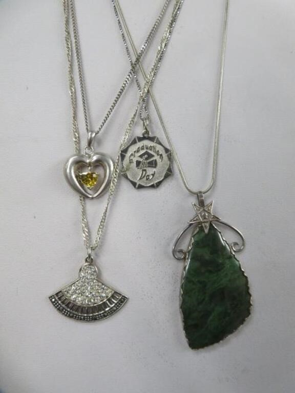 4 STERLING SILVER NECKLACES