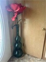 Large floor vase with artificial rose