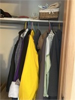 Women’s jackets, caps, closet contents