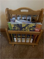 Magazine rack with magazines
