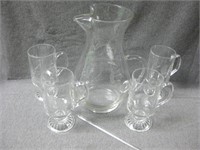 Princess House 10" Crystal Pitcher & Four Glasses