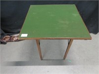 MAHOGANY GAMES TABLE W/ GREEN FELT ON TOP